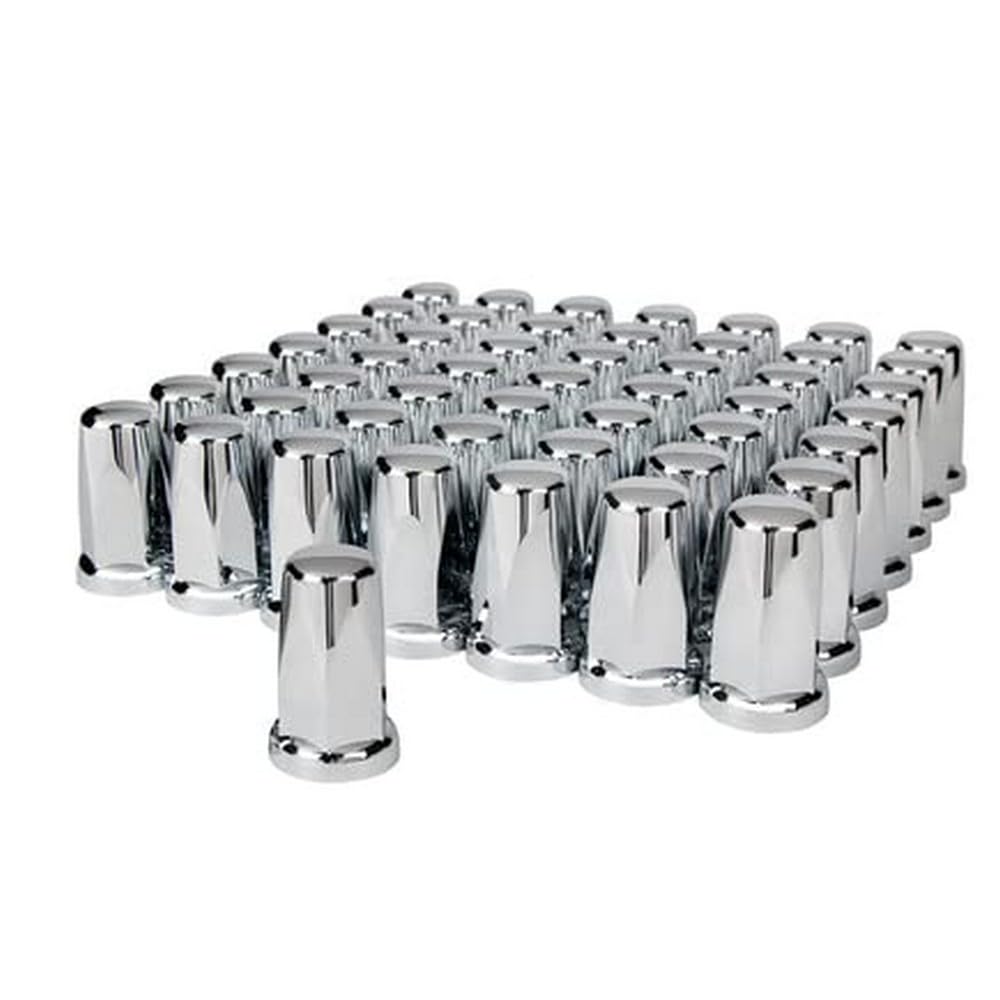 United Pacific 10059Cb - Wheel Lug Nut Cover Set - 33Mm X 3.25'' Chrome Plastic Tall Classic Nut Cover - Push-On (60 Pack