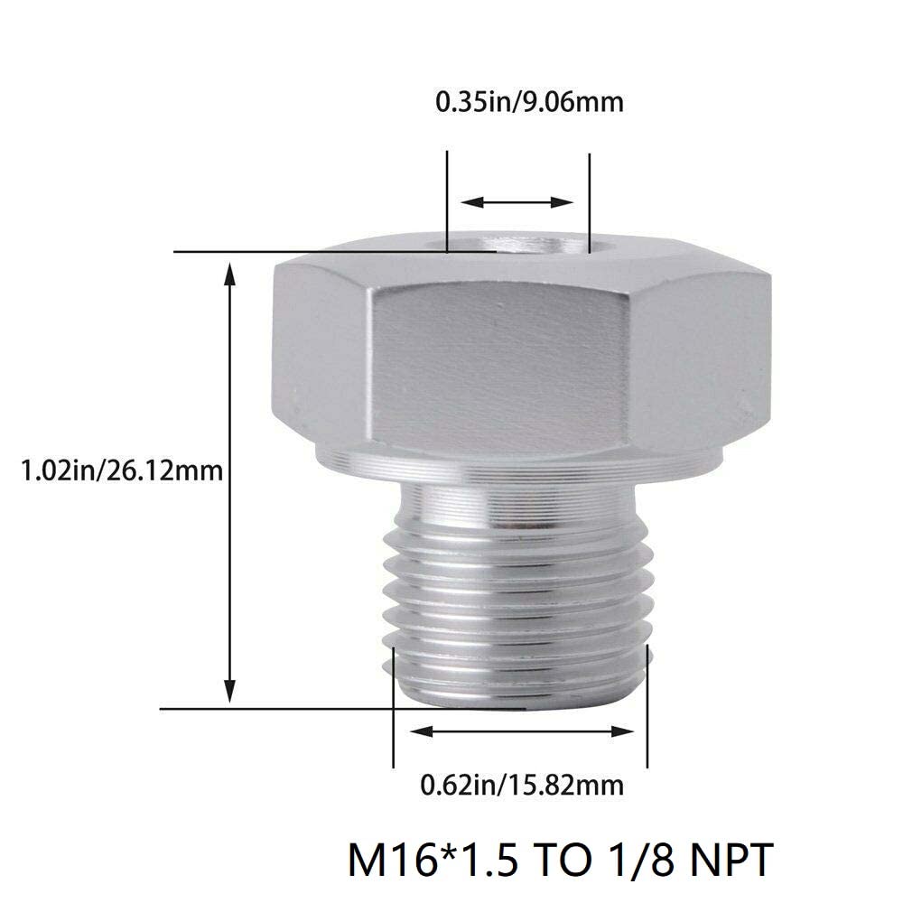 LS Engine Swap Intake Plug Coolant Temp Oil Pressure Sensor Adapter M16 M12 x 1.5 to 1/8 NPT for All GM LS Series Engines LS1 LS