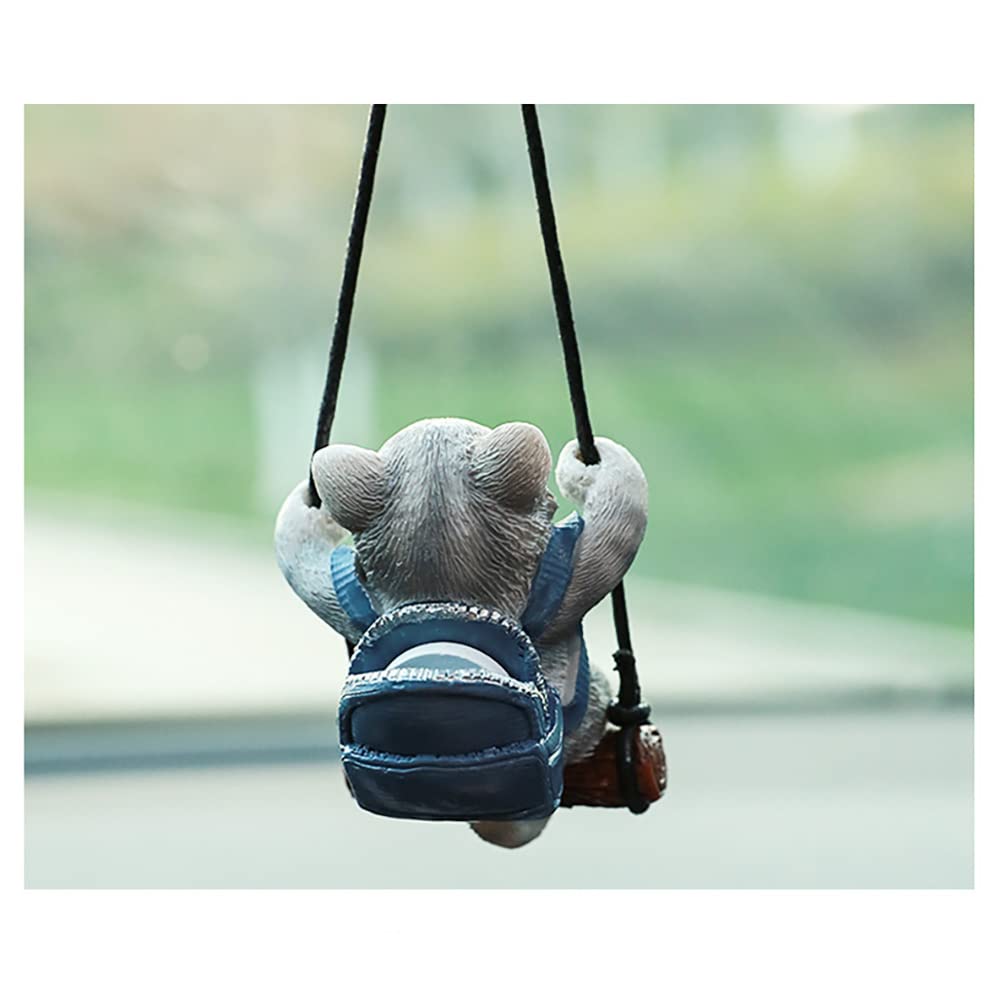 Amioro Cute Swinging Cat Car Mirror Hanging Accessories Fun Interior Rearview Mirrors Decoration (Gray Cat)
