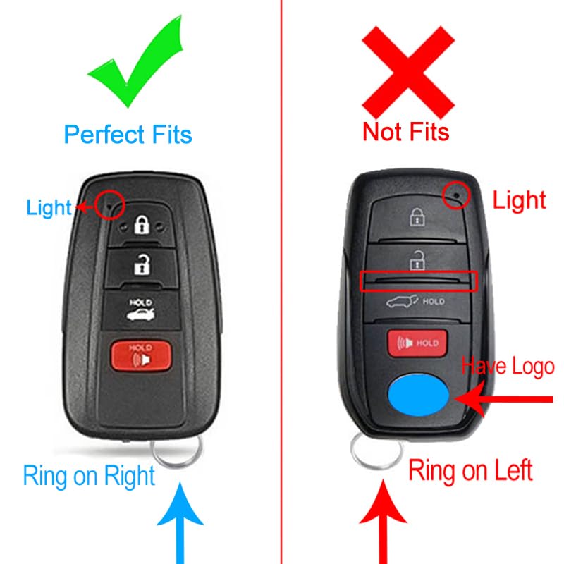Cacacar For Toyota Camry Rav4 Key Fob Cover,For Highlander Corolla Avalon C-Hr Prius Gt86 Key Fob Case Premium Soft Tpu 360 Degree Protector Key Holder,Gray