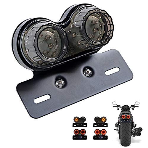 Ankia 40-Led 40W Tail Light Integrated Running Lamp Brake&Turn Signal Light With License Plate Bracket For Harly Motorcycle Street Bike Cruiser Chopper (Black)