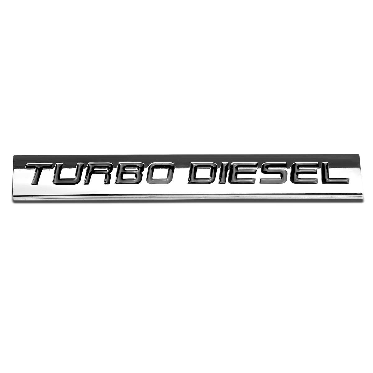 Auto Dynasty Chrome Finish Metal Emblem Turbo Diesel Badge, (Black Letter)