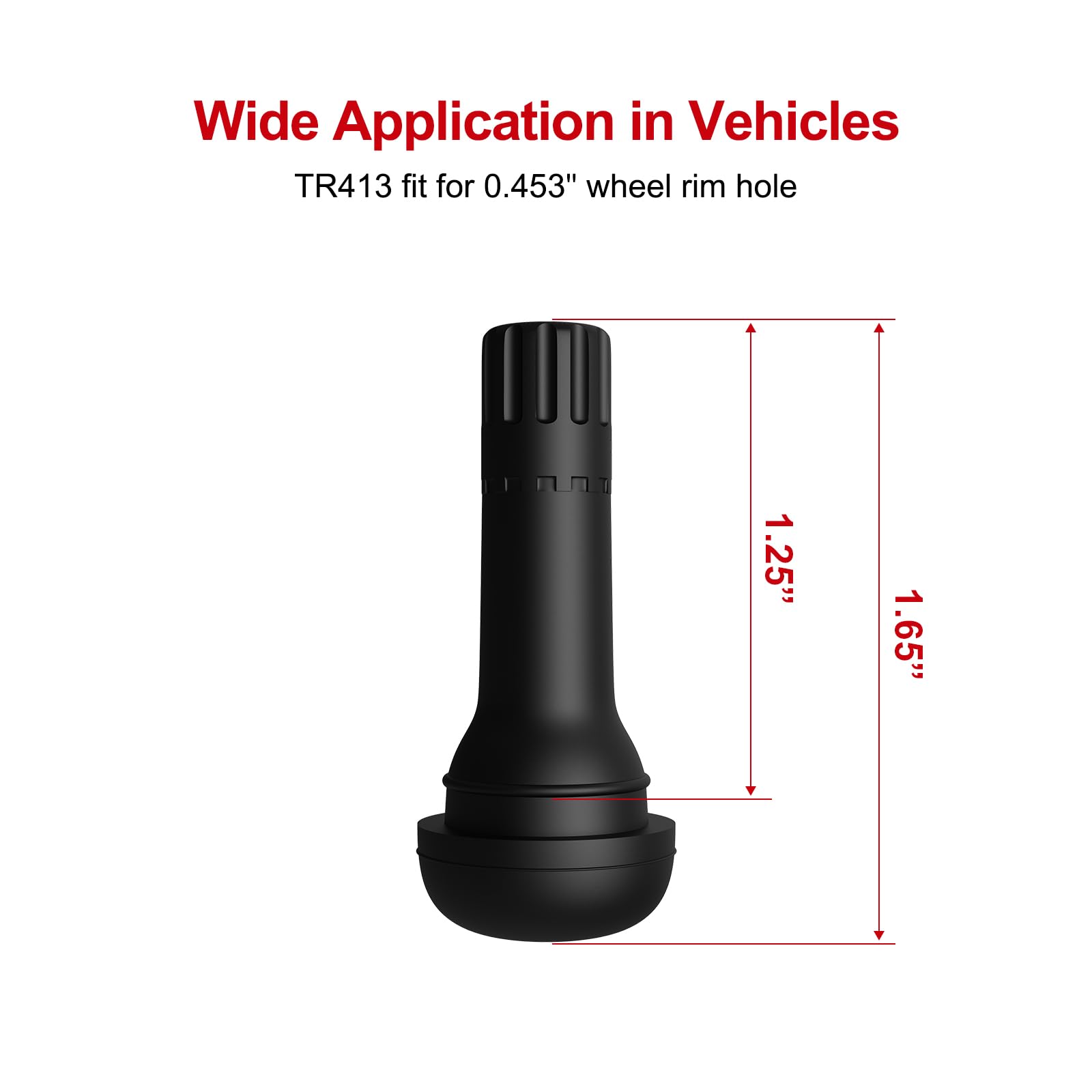 Sunsoul Tr413 Brass Stem Epdm Rubber Snap-In Tire Valve Stems For 0.453 Inch 11.5Mm Rim Holes, Pack Of 100Pcs Valves