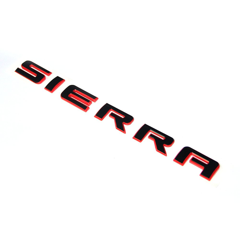 Yoaoo 1X Oem Red Line Sierra Letters Emblem Badge Compatible With 2500Hd 3500Hd Sierra 2011-2019 Denali (Redline)