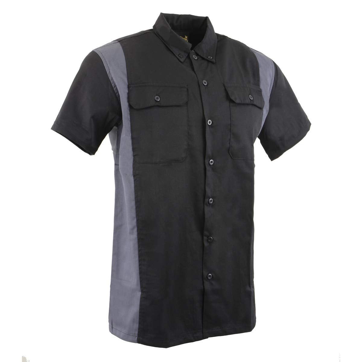Biker Clothing Co. MDM11674.01 Mens Two-Tone Black and Grey Short Sleeve Motorcycle Mechanic Shirt - 2X-Large