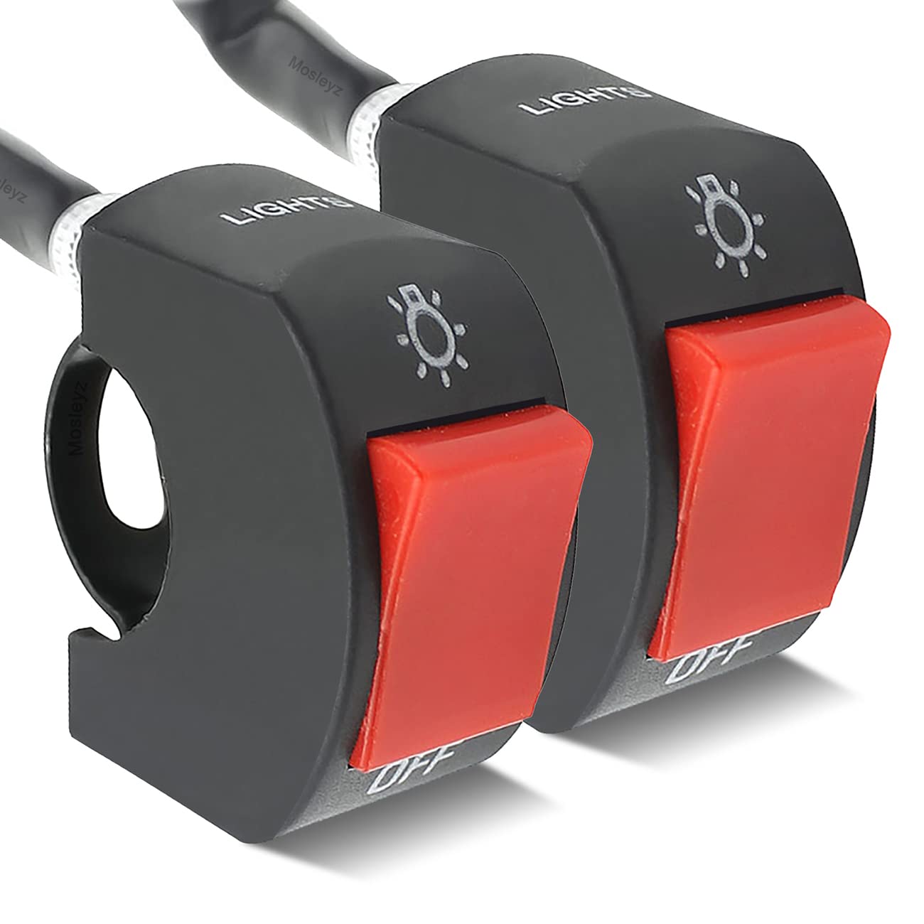 2 Pieces Motorcycle Light Switch Handlebar Toggle Switch with On Off Push Button for U5 U7 U2 Motorcycles Scooter Electrombile M