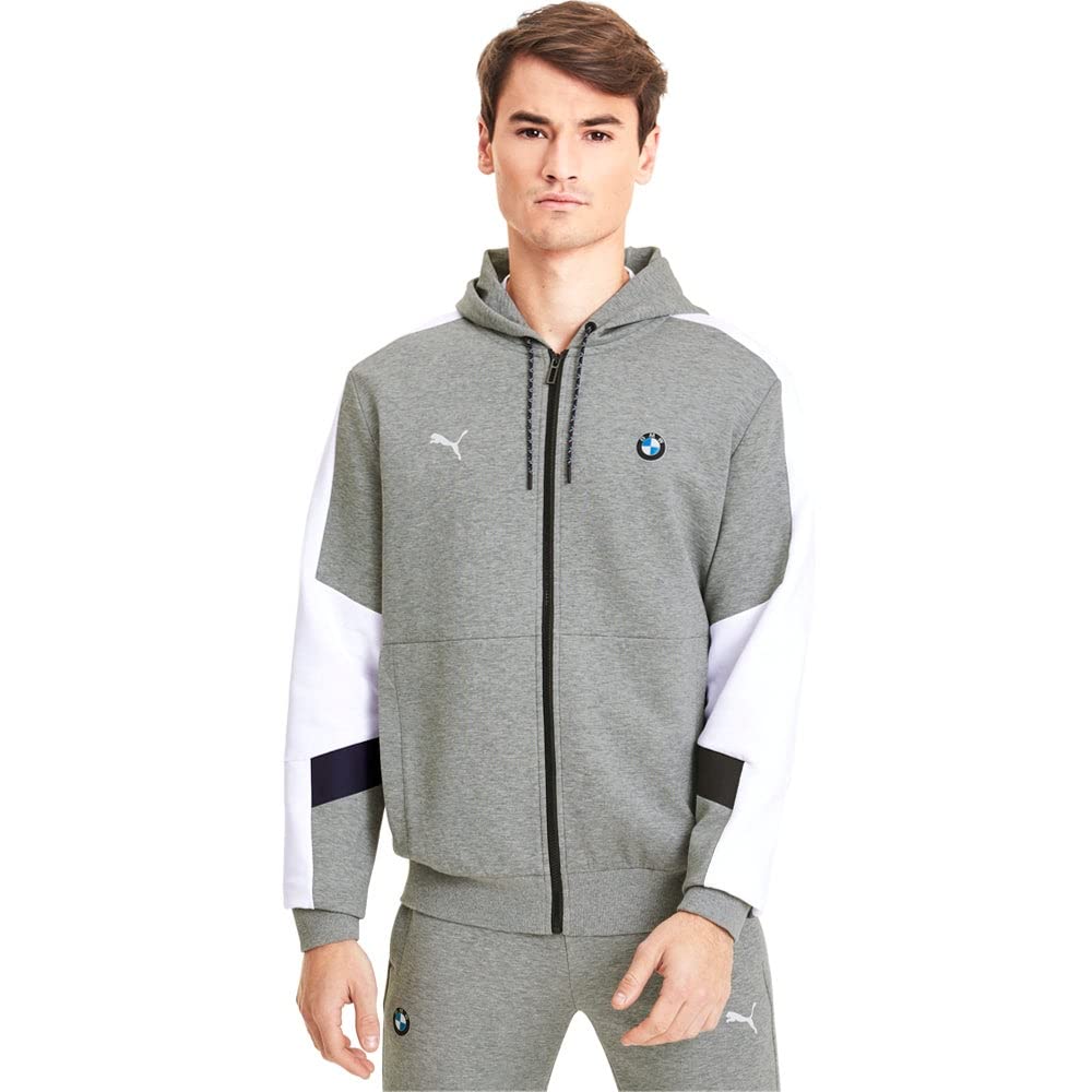 Puma Mens Bmw M Motorsport Full Zip Hoodie, Gray, L