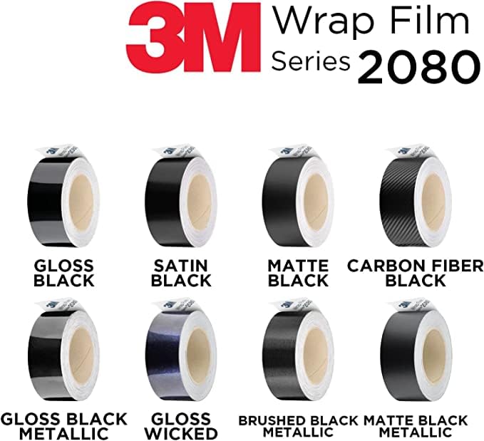 3M Black Vinyl Wrap Film Series 2080 1080 Kit for Black Gloss Out Chrome Delete Window Trim Door Trim Free Tool Kit (Satin Black