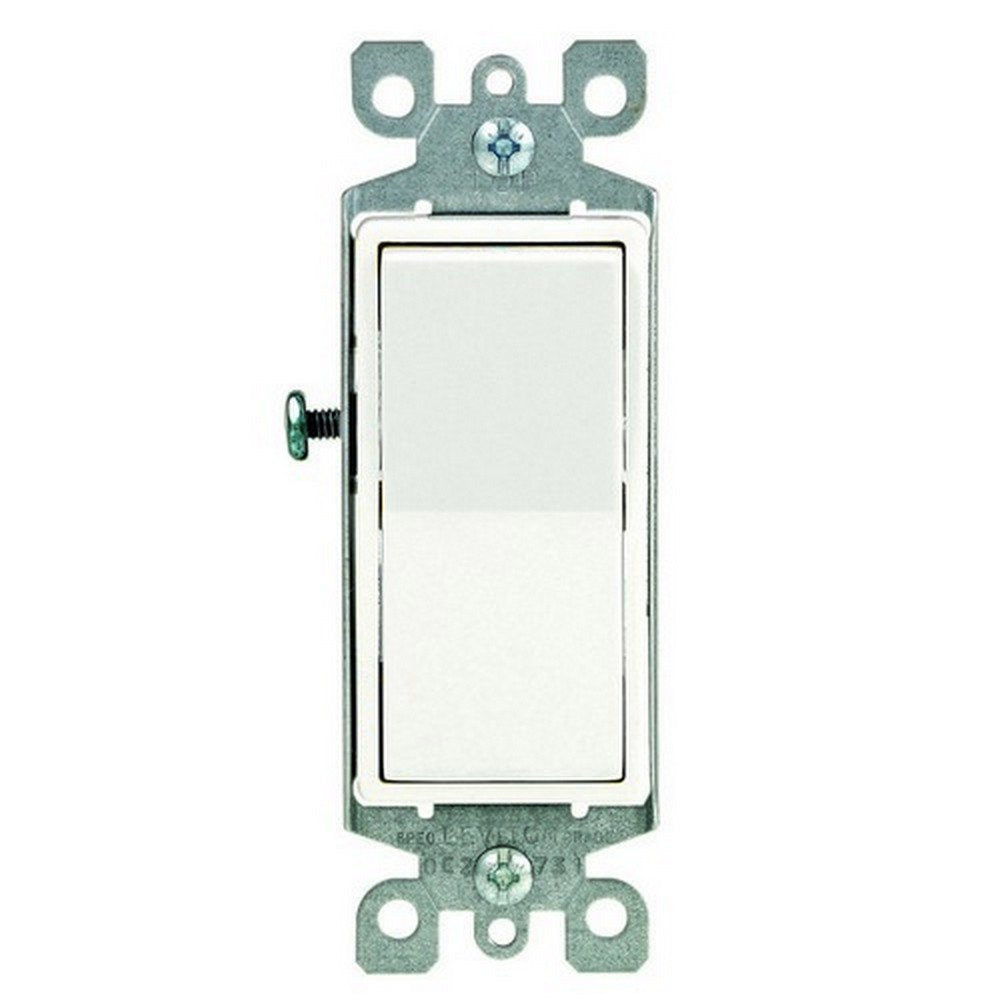Leviton 5601-2WM 15 Amp, 120/277 Volt, Decora Rocker Single-Pole AC Quiet Switch, Residential Grade, Grounding, 10-Pack, White