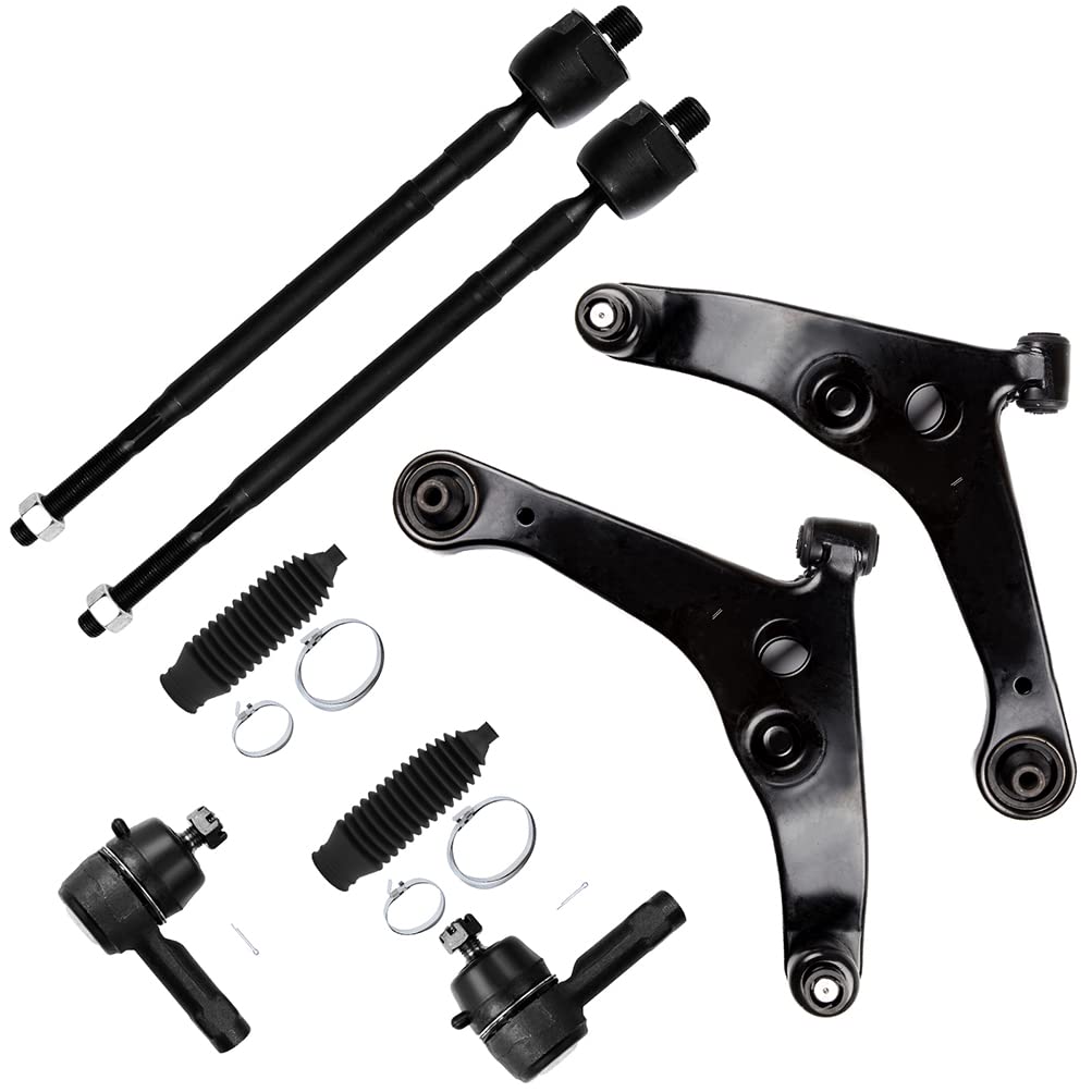 Scitoo 8Pcs Front Suspension Kit Lower Control Arm And Ball Joints Inner Outer Tie Rod Ends W/Steering Boots Fit For 2002-2006 For Mitsubishi Lancer