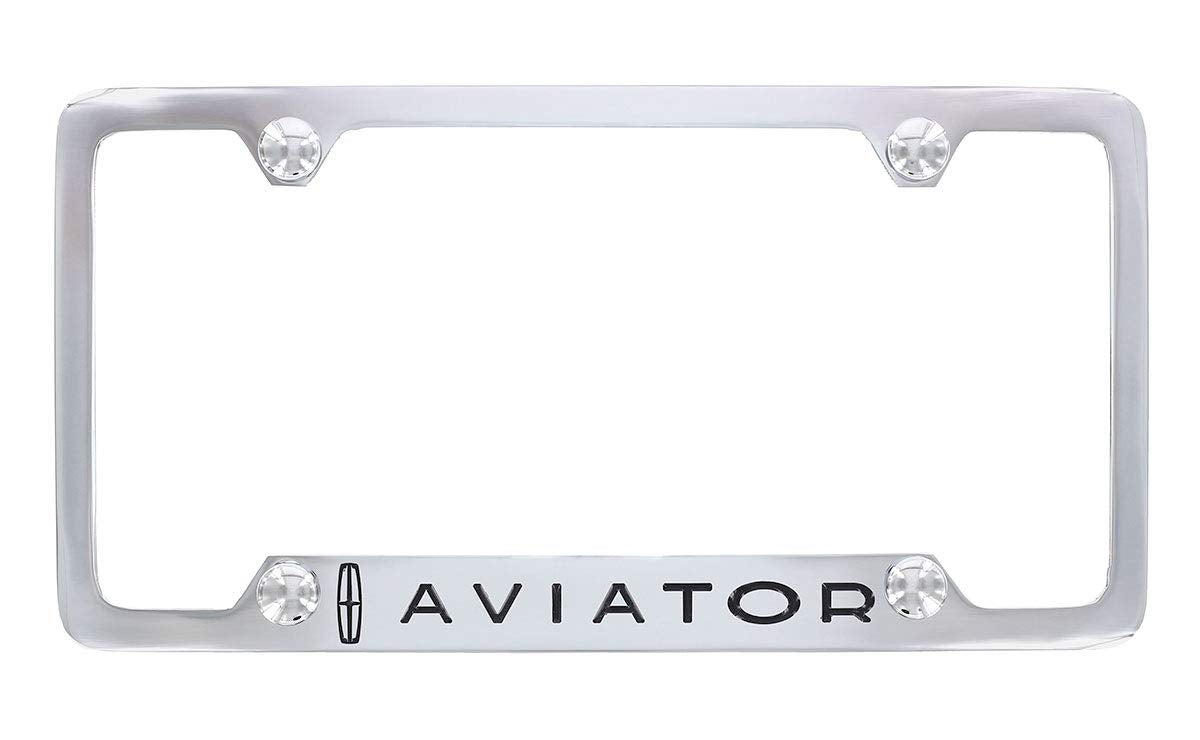 Lincoln Aviator Wordmark Logo Chrome Plated Metal License Plate Frame Holder 4 Hole
