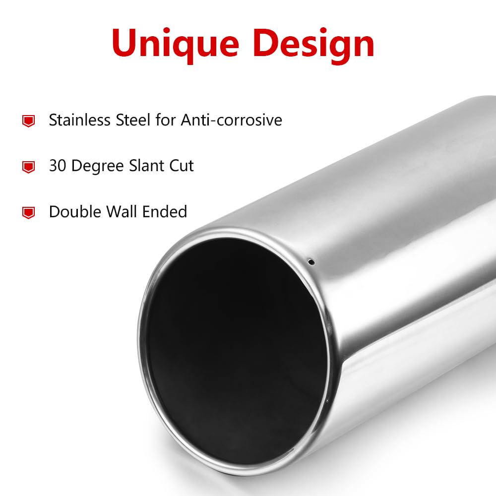 A-KARCK 3 Inlet to 6 Outlet Exhaust Tip, 15 Polished Bolt-On Tailpipe Tip for Enhanced Performance and Protection