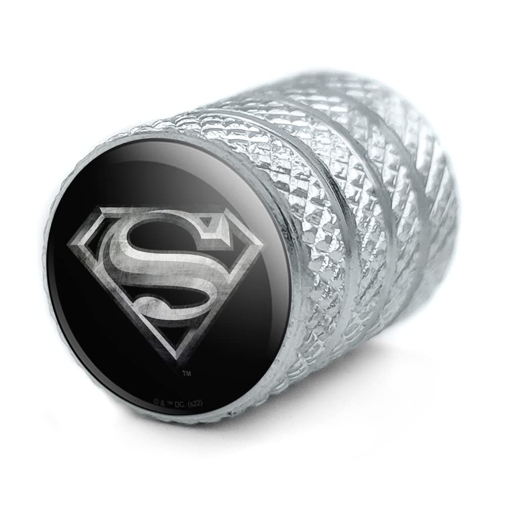 Graphics & More Superman Steel Logo Tire Rim Wheel Aluminum Valve Stem Caps