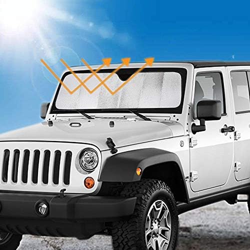 Big Hippo Windshield Sun Shade Car Sun Shade For 2007-2024 Wrangler Rubicon Sahara Tj Jk Jku 2 & 4 Door-Sun Visor Protector Bloc