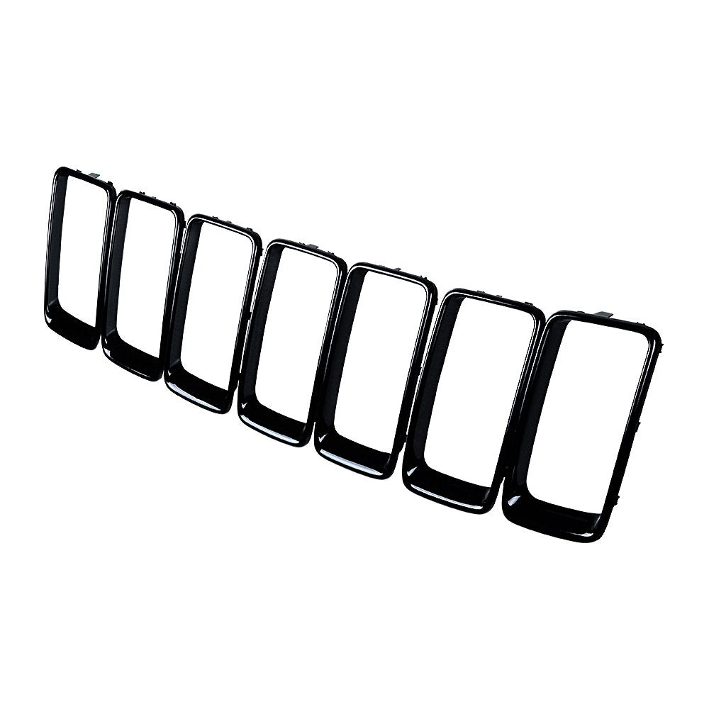 Astra Depot Compatible With 2014 2015 2016 Jeep Grand Cherokee Grille Grill Cover Inserts Kit 7Pcs Glossy Black