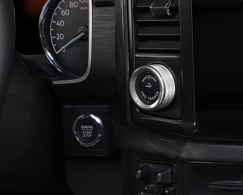 Keptrim for Ford F150 2021 2022 2023 2024 2025 Knob Air Conditioner Switch & Trailer & 4WD & VOL & Headlight Button Ring Trim, S
