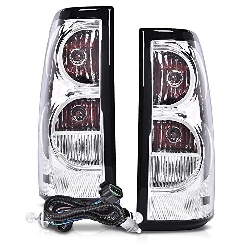 Pit66 Tail Lights Compatible With 2003 2004 2005 2006 Chevy Silverado Pickup Driver And Passenger Side Clear Lens Gm2800174, Gm2