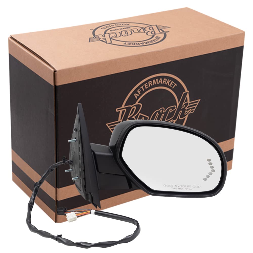 Brock Replacement Passenger Power Folding Door Mirror Heated Memory Puddle Lamp Signal On Glass Compatible With 25779849