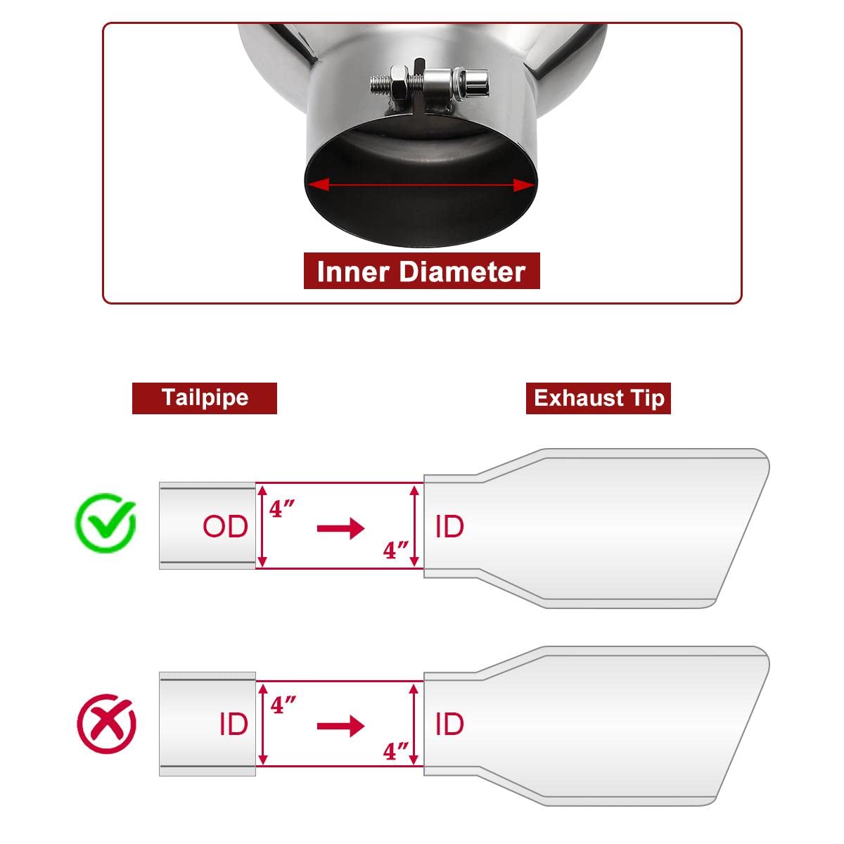 Upower 4 '' To 7 '' Diesel Exhaust Tips 4 '' Inlet 7 '' Outlet 18 '' Long Universal Exhaust Tips Mirror Polish Stainless Steel E