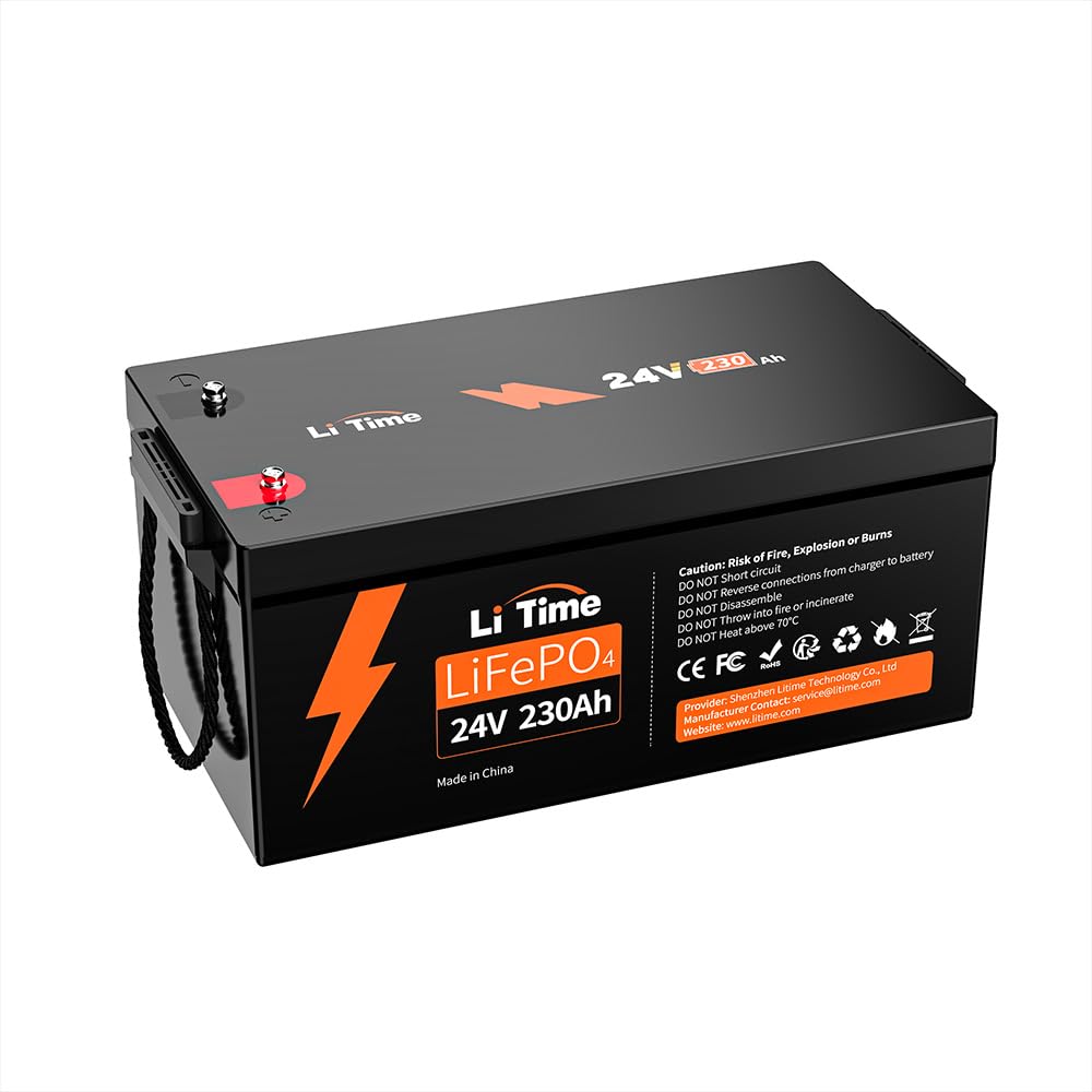 Litime 24V 230Ah Max Lifepo4 Battery Bci Group 8D Lithium Battery, 5888W Energy & 5120W Continuous Output Power, Ip65 Protection