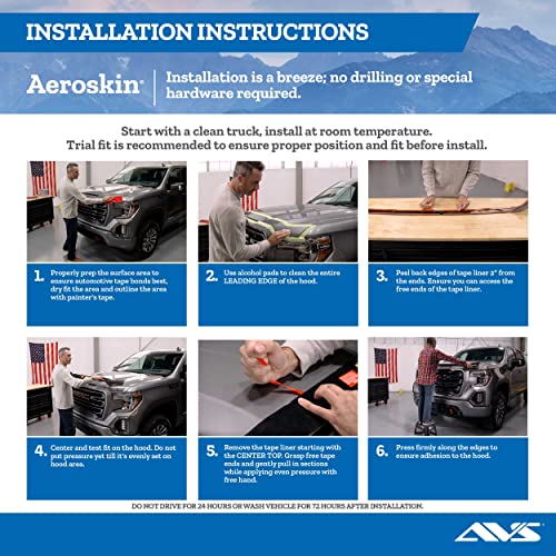 Auto Ventshade [Avs] Aeroskin Hood Protector | 2009 - 2018 Ram 1500, 2019 - 2023 Ram 1500 Classic Body (Excludes Sport/Rebel Models), Low Profile/Flush - Chrome | 622004