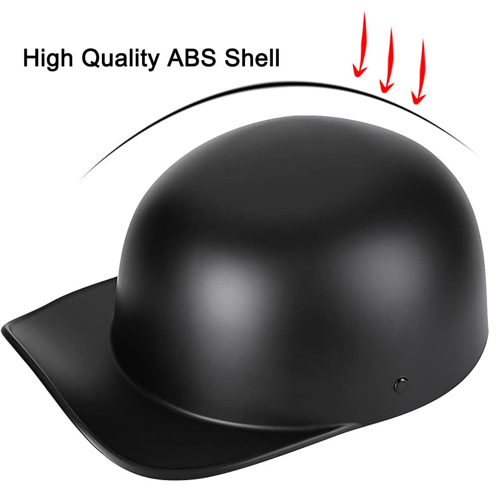 Yesmotor Baseball Motorcycle Helmet Half Cap For Bike Cruiser Chopper Moped Scooter- Dot Approved (Matte Black, Xl)