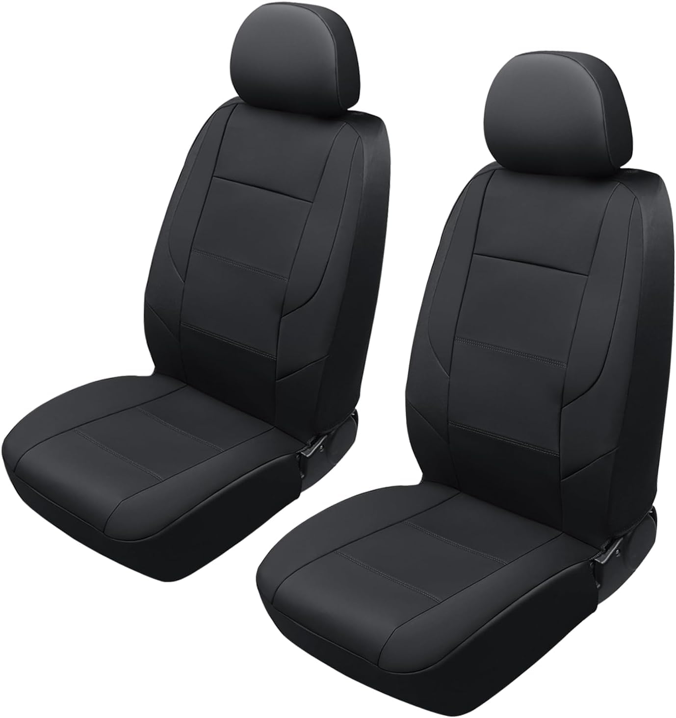 GIANT PANDA Front Car Seat Cover for Jeep Wrangler JK (2007-2018),Leather Bucket Seat Covers Custom Fit Jeep Accessories (Black)