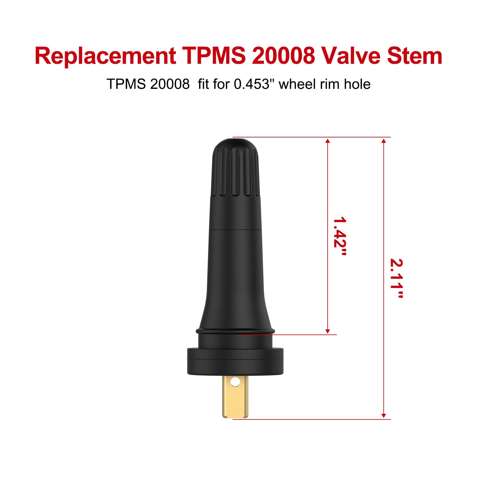 Sunsoul Tpms 20008 Replacement Tire Pressure Sensor Rubber Valve Stems For 0.453 Inch 11.5Mm Rim Holes On Standard Vehicle Tires