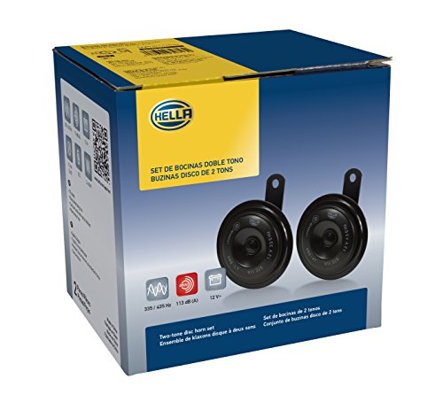 HELLA 011225871 Black 92mm 12V BX Disc Horn Kit (Universal Fit)