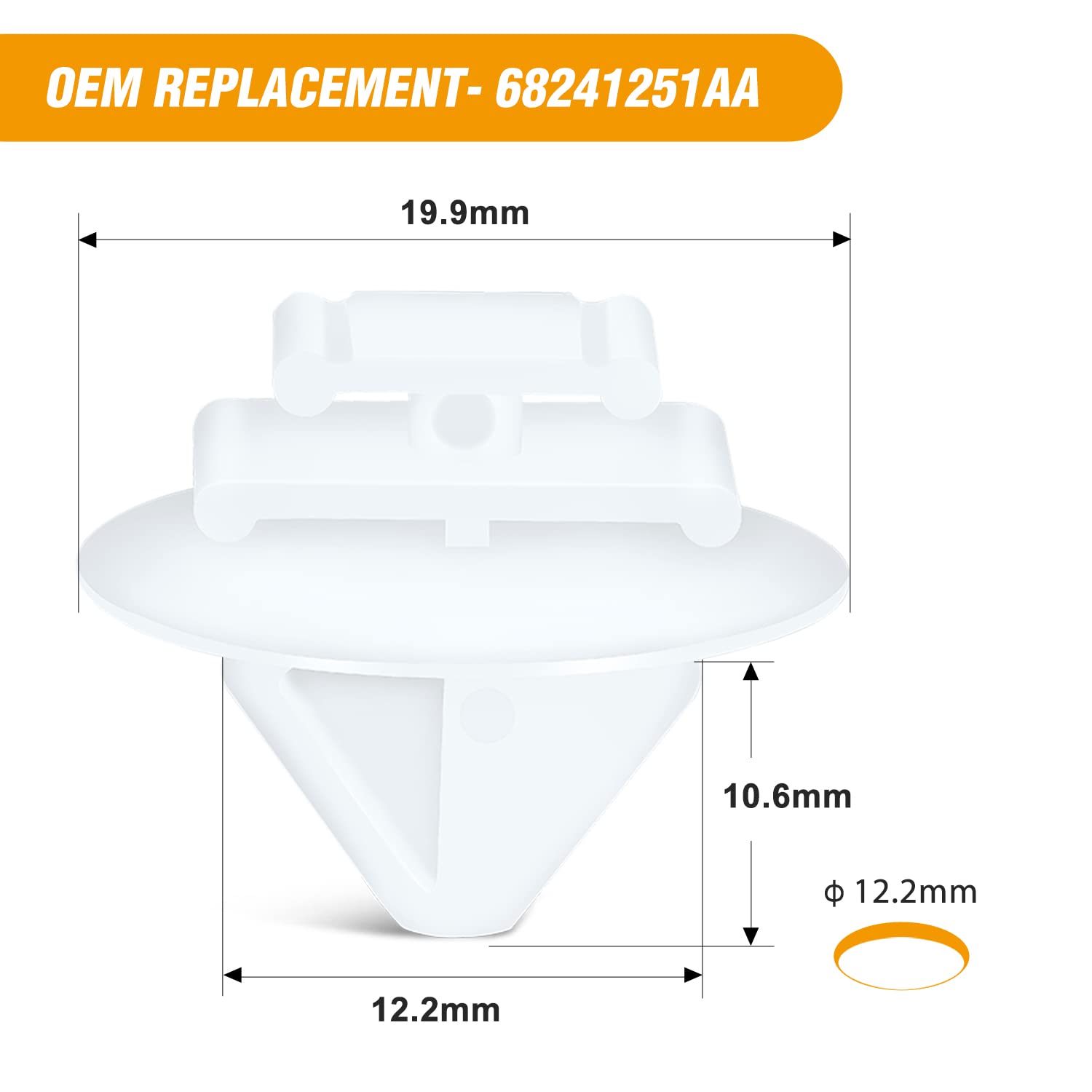 Gooacc 50Pcs Rear Door Body Side Moulding Clips For Jeep Renegade 2015-2020 Fiat Chrysler 68241251Aa 68241251-Aa White Nylon Whe