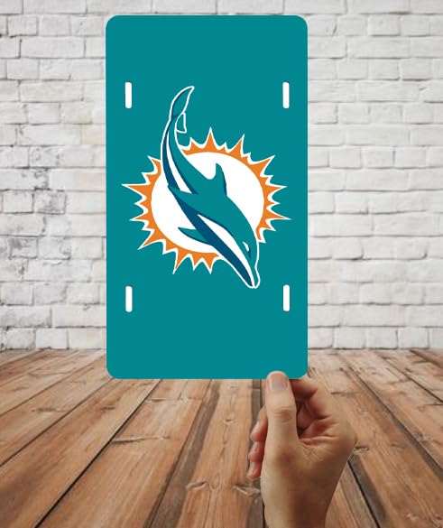 Boarlida Dolphins License Plate Durable American Football Aluminum Car License Plate Covers For Women Girls Men Boys 12 X 6 Inch