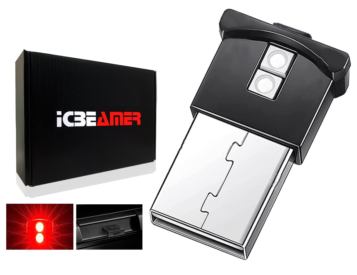 Icbeamer Smart Usb Color: Red | Auto Led Interface Plug-In Miniature Night Light Led For Automotive Car, Van, Pickup, Truck, Int