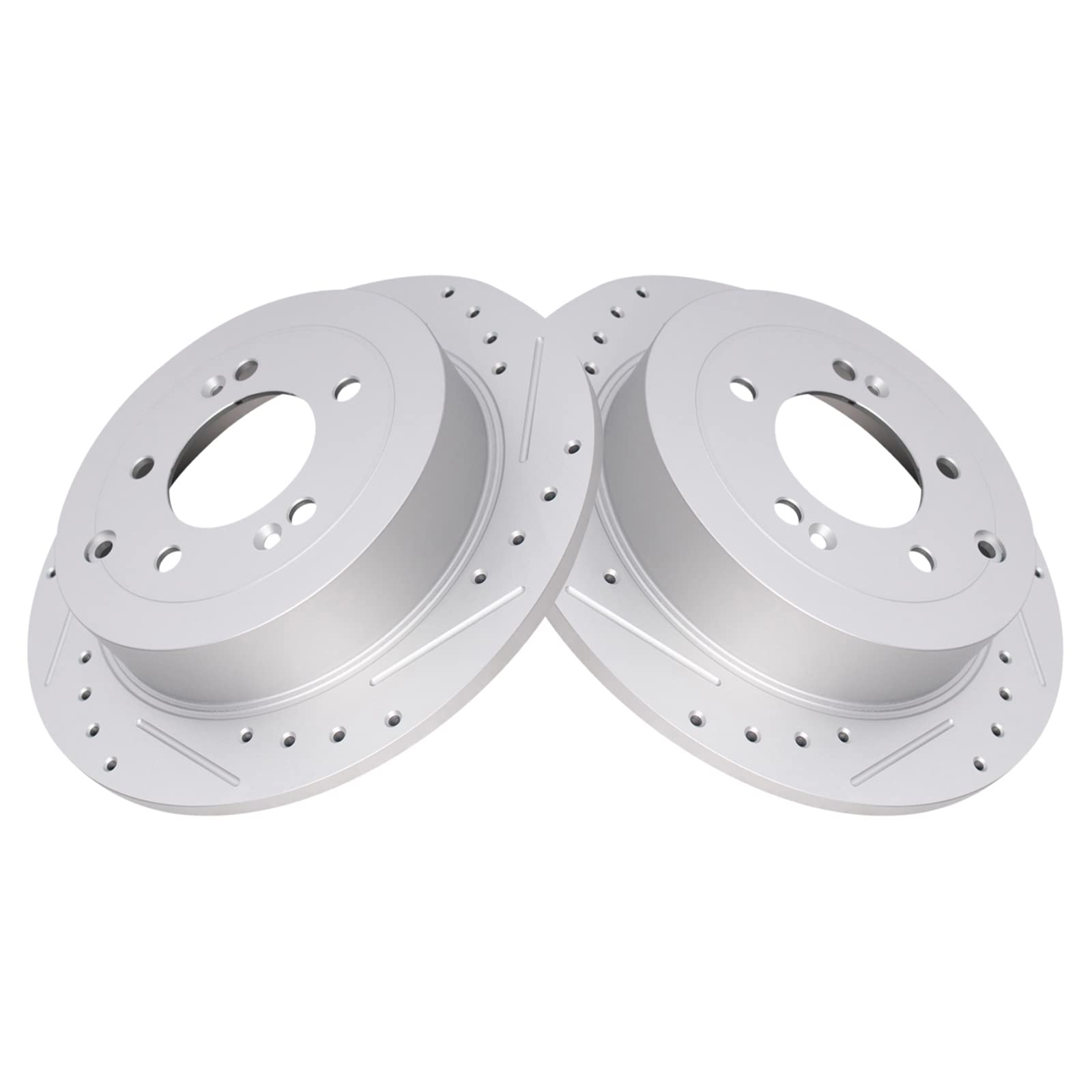 Trq Rear Performance Brake Rotors Set Premium G-Coated Cross Drilled & Slotted Compatible With 2016-2021 Hyundai Tucson 2017-202