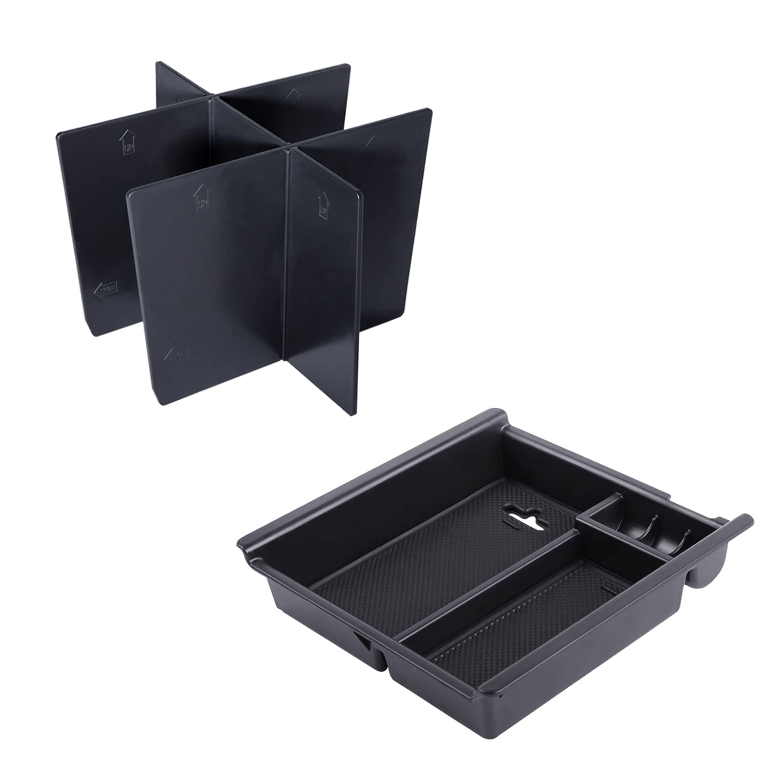 JDMCAR 2PCS Center Console Insert Set Compatible with Toyota Tacoma 2023 2022-2016, Console Armrest Box Insert Tray and Center C