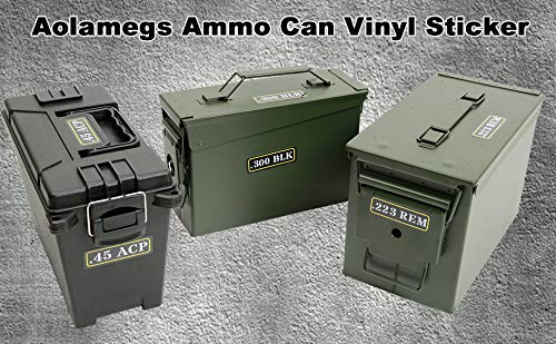 Aolamegs Ammo Can Vinyl Sticker Set Decal Label for Cans Cases Boxes .22 .223 .308 9MM .380 .45 5.56 7.62 12GA 300BLK Black (80