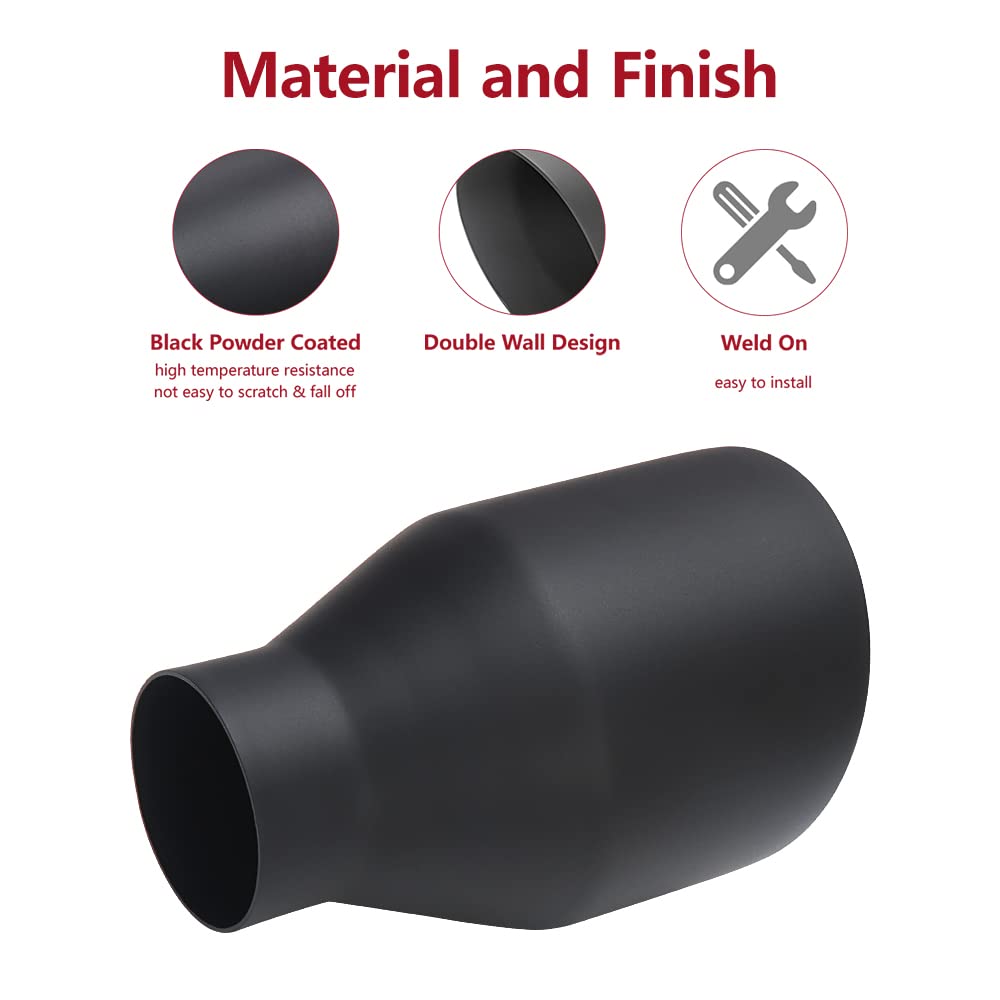 Lcgp 2.5'' Inlet Universal Diesel Exhaust Tip 4.5'' Outlet 7'' Long Tail Tip, Black & Double Wall Angle Cut