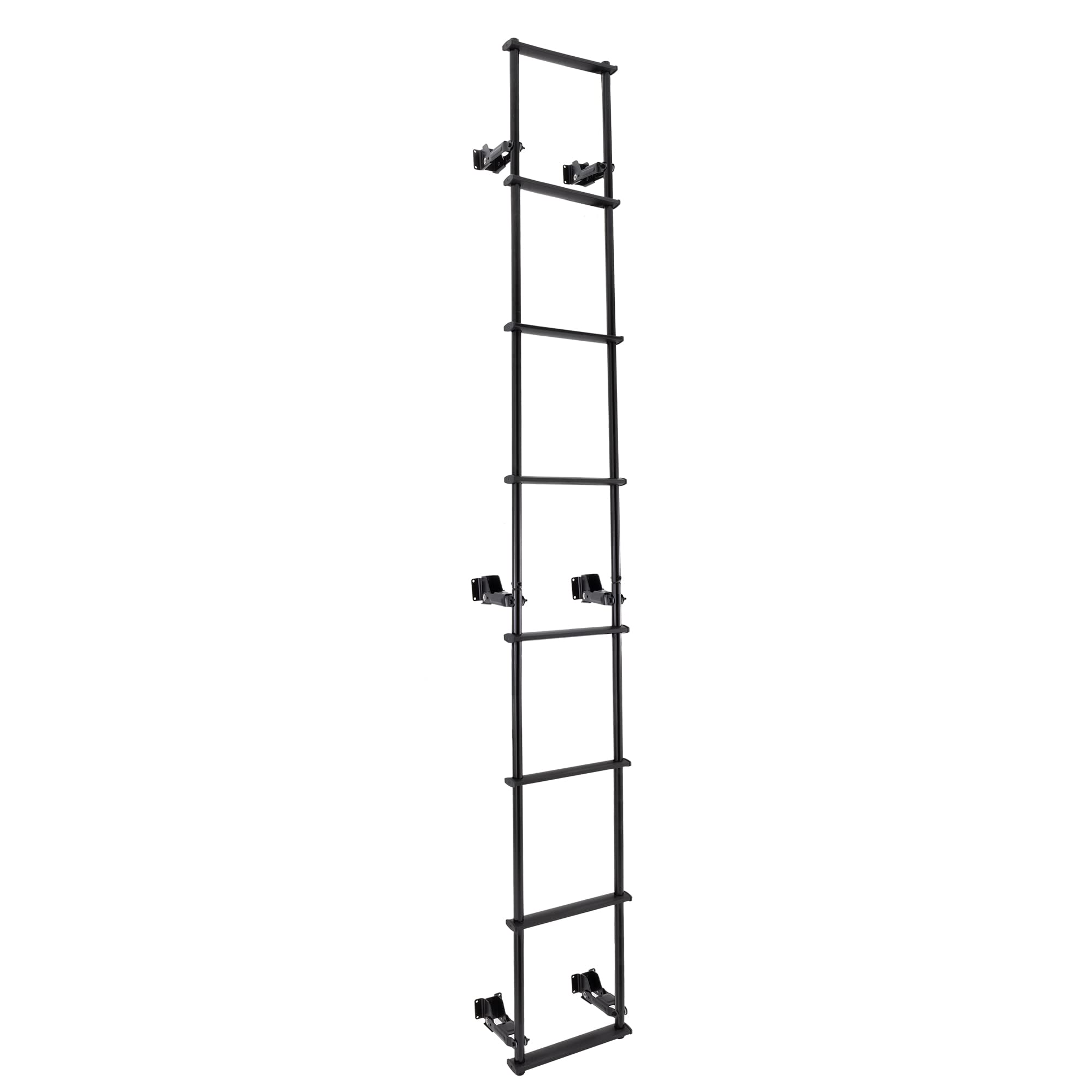RecPro RV Toy Hauler Low Profile Universal 106.5 Collapsible Ladder with Hinges (Black)