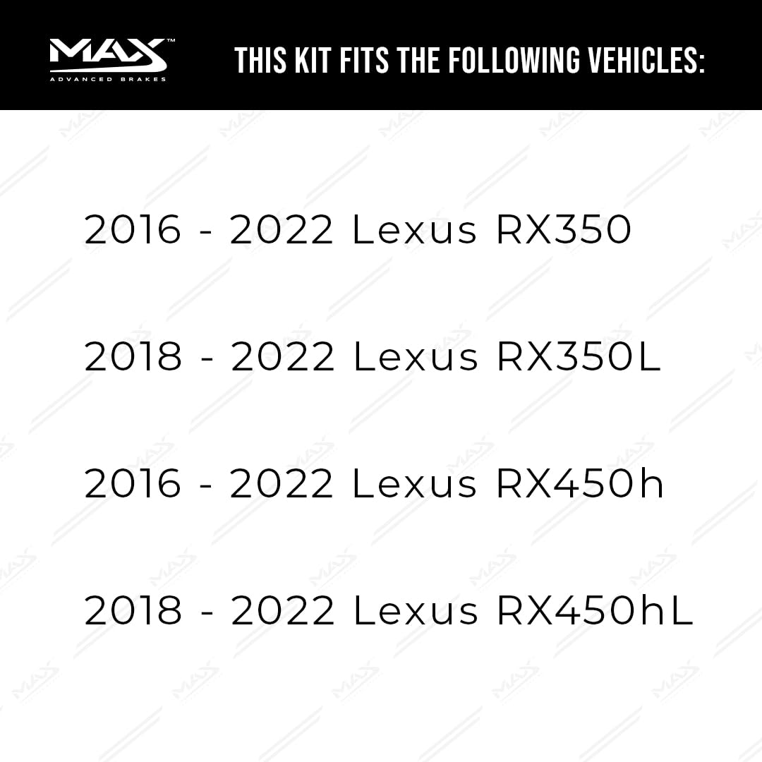Max Advanced Brakes Rear Brake Kit Compatible With 2016 2017 2018 2019 2020-2022 Lexus Rx350 Rx450H Rx350L Rx450Hl Replacement C