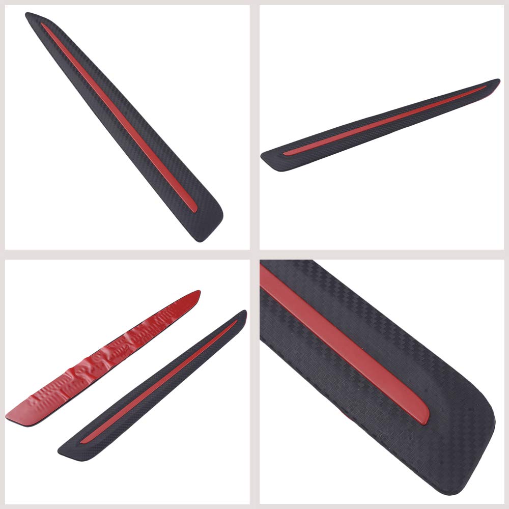 Atmomo 2Pcs Car Bumper Guard Protector Sticker Carbon Fiber Car Front Rear Corner Guard Anti-Collision Strip Rubber Side Skirt Bumper Guard Strip