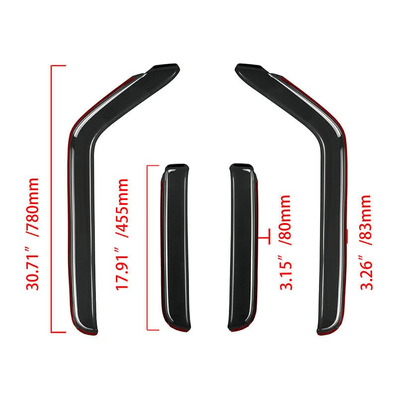 Zzdsnj Tape-On Rain Guard 4-Piece For 2018-2024 Jeep Wrangler Jl Unlimited 4 Door 2020-2024 Jeep Gladiator Jt Windows Visor Shie