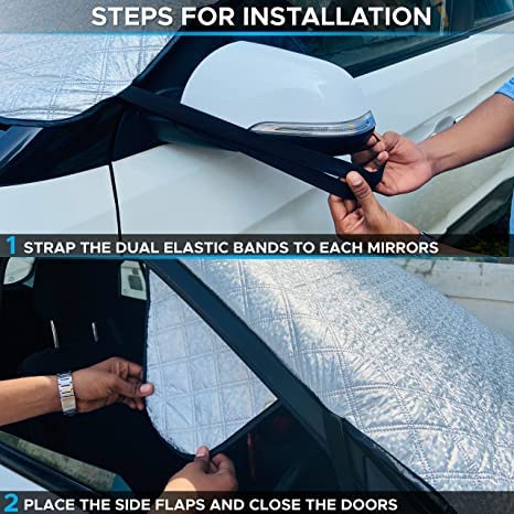 EcoNour Windshield Cover for Ice and Snow with Side Mirror and Wiper Cover | Universal Fit, Water Resistant, Car, SUV, Truck, Mi