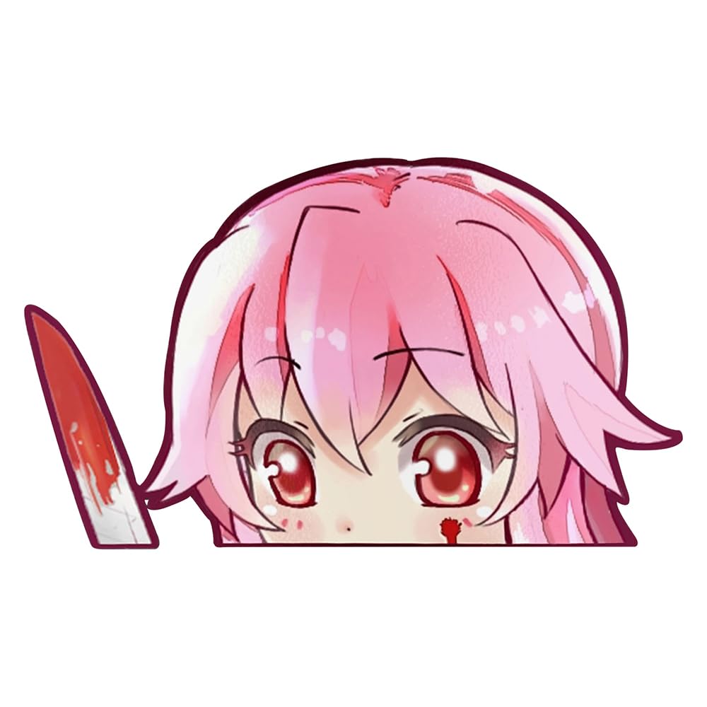 Earlfamily 5.1'' Car Sticker For Yuno Gasai Peeker Big Head Anime Vinyl Rear Windshield Trunk Decal Car Accessories