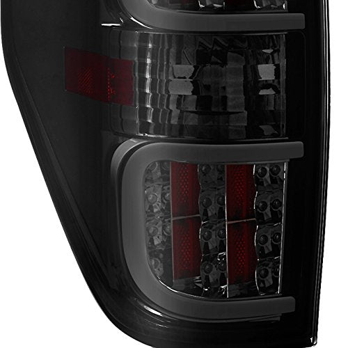 Akkon - For 2009-2014 Ford F150F-150 Smoked Lens [Dual C-Shape Tube] Led Tail Brake Light Lamps Lh+Rh Pair