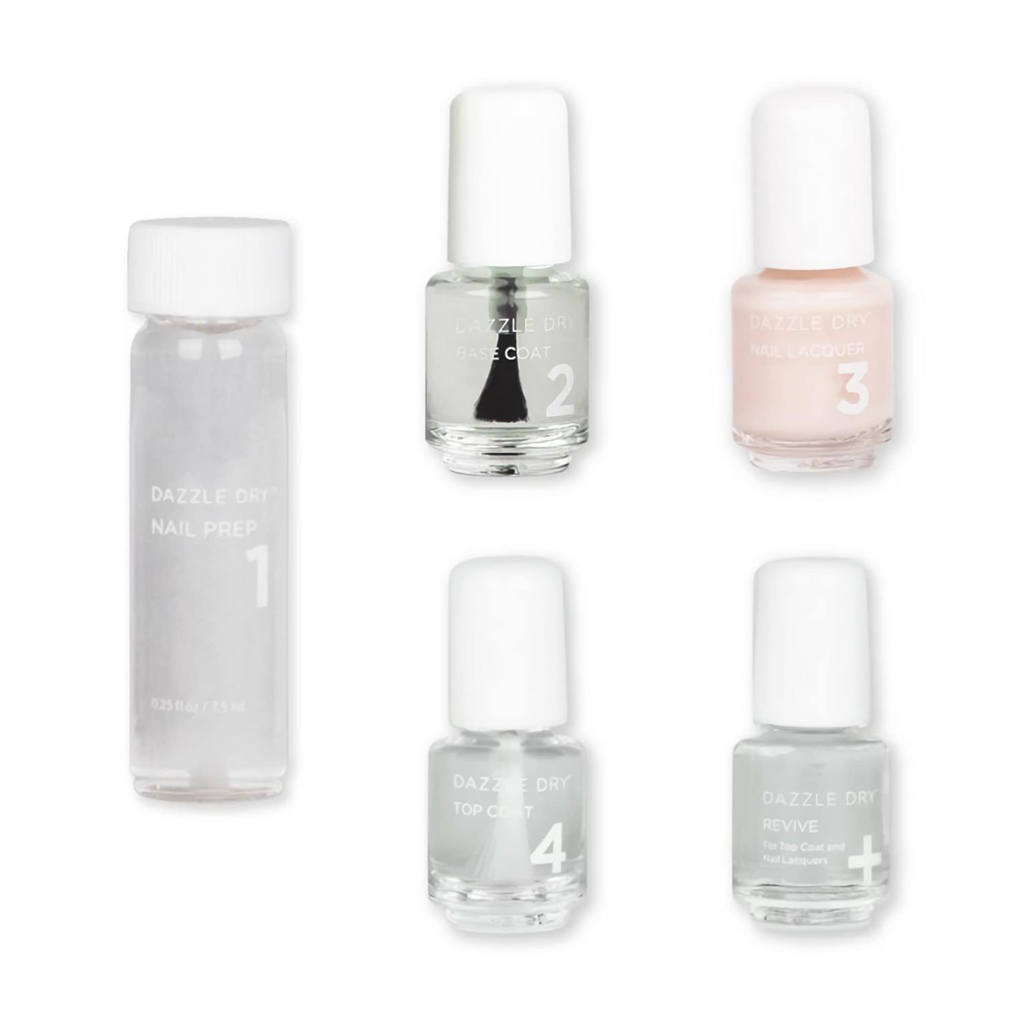Dazzle Dry Mini Kit 4 Step System - Prima Ballerina  a sheer and milky delicate pink that makes a beautiful French base. (5 Piece Kit / 5 Manicures)-New