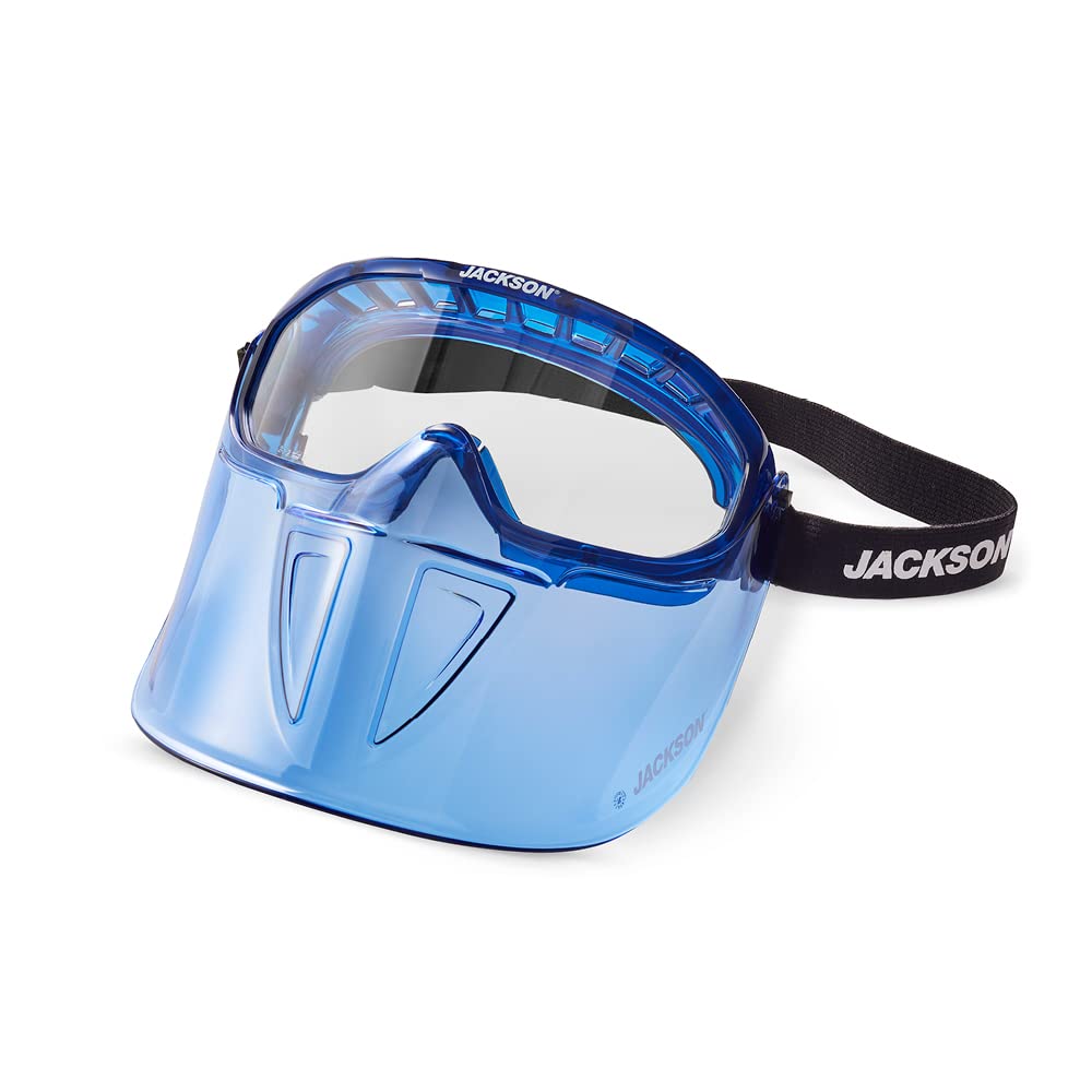 Jackson Safety Gpl500 Premium Goggle With Detachable Face Shield - Anti-Fog Coating - Clear Lens - Blue - 21000