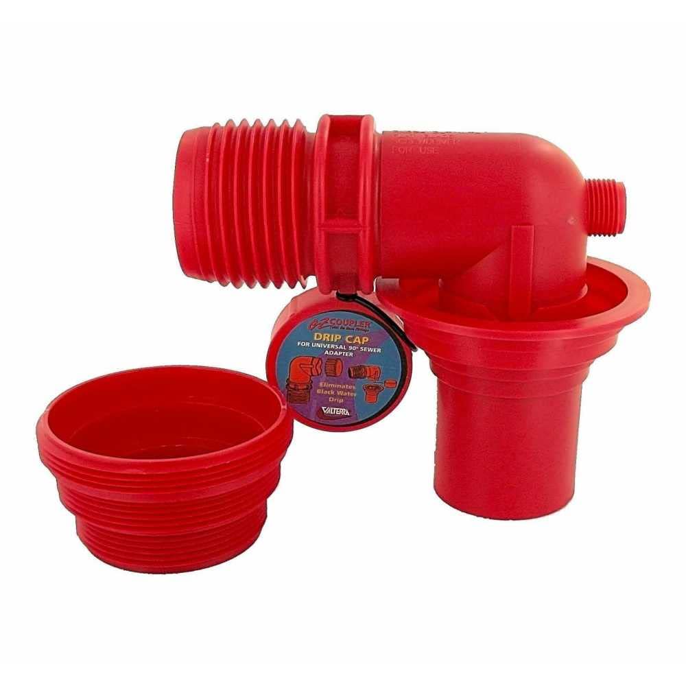 Valterra F02-3305VP EZ Coupler 90 Sewer Adapter and Thread Attachment - Red