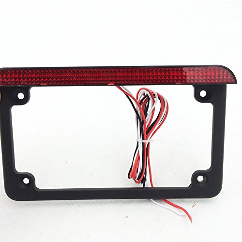 Httmt Mt294-002-Bk Black 7 Inches X 4 Inches Flat License Plate Frame Bracket Tag Holder W/ 6 Inches Led Bar Compatible With Uni
