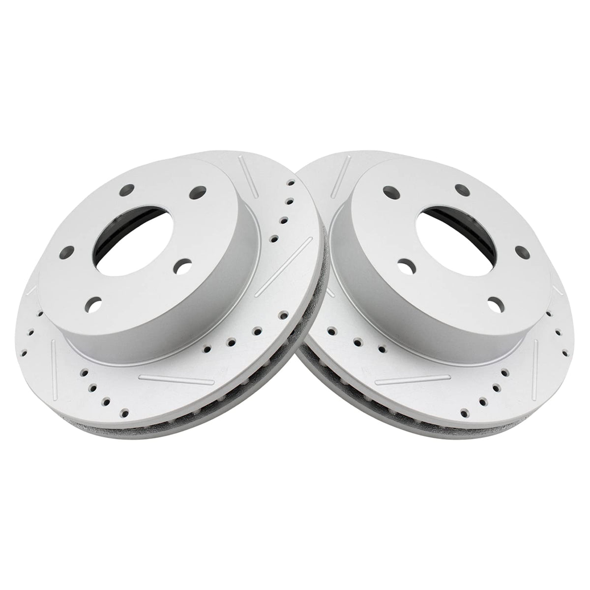 Trq Front Performance Brake Rotors Set Premium G-Coated Cross Drilled & Slotted Compatible With 2000-2001 Dodge Ram 1500