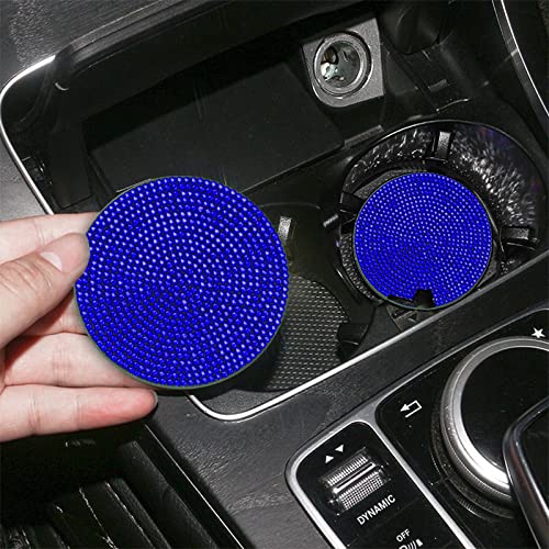 2Pcs Bling Cup Holder Insert Coaster- 2.75 Inch Silicone Anti-Slip Shockproof, Universal Fashion Car Interior Accessories For Wo