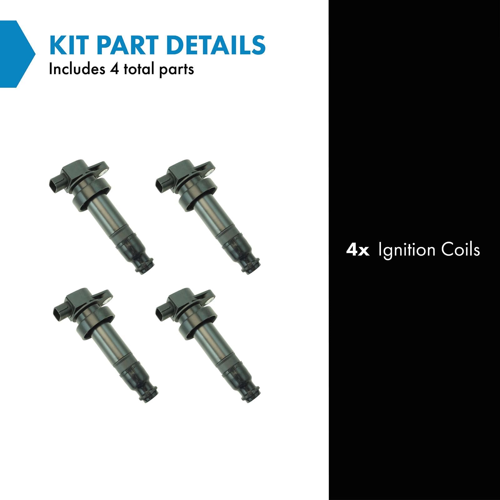 Trq Ignition Coil Set Compatible With 2020-2021 Kia Rio 2010-2011 Soul